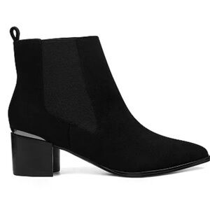 New Nine West Women's Taye Ankle Booties Black Suede Stretch Upper Size 6 US